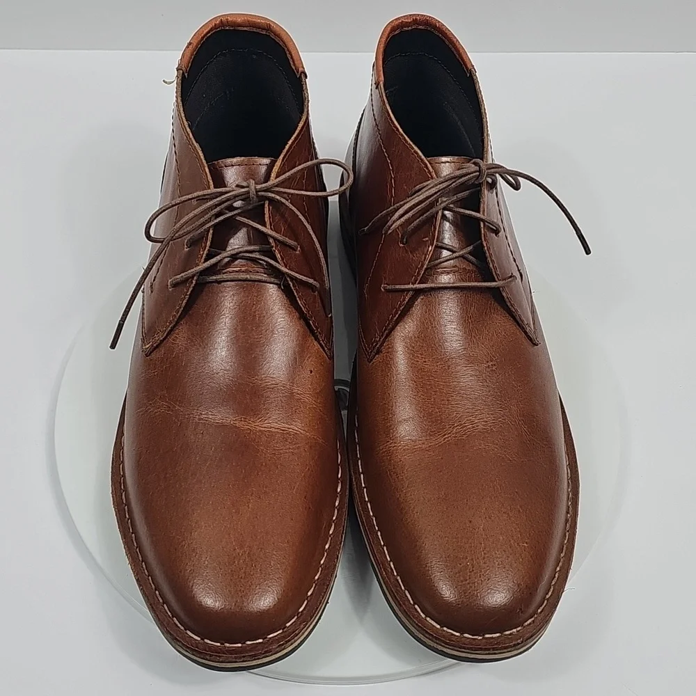 NIB Steve Madden Mens Harken Brown Leather Chukka Boots Size 11.5 Lace Up